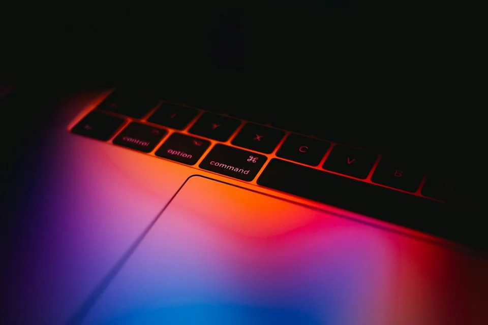 A close view of a laptop keyboard and trackpad